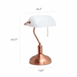 Simple Designs Metal Executive Banke's Desk Lamp in Rose Gold with White Shade