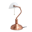 Simple Designs Metal Executive Banke's Desk Lamp in Rose Gold with White Shade