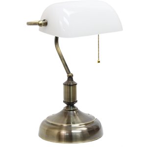 simple designs metal executive banker's desk lamp in nickel with white shade