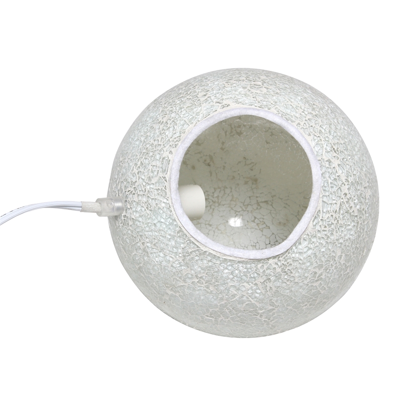 Simple Designs Ceramic 1 Light Mosaic Ball Table Lamp in White