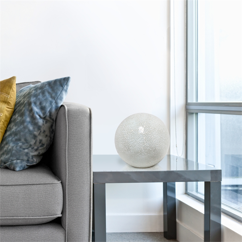 Simple Designs Ceramic 1 Light Mosaic Ball Table Lamp in White