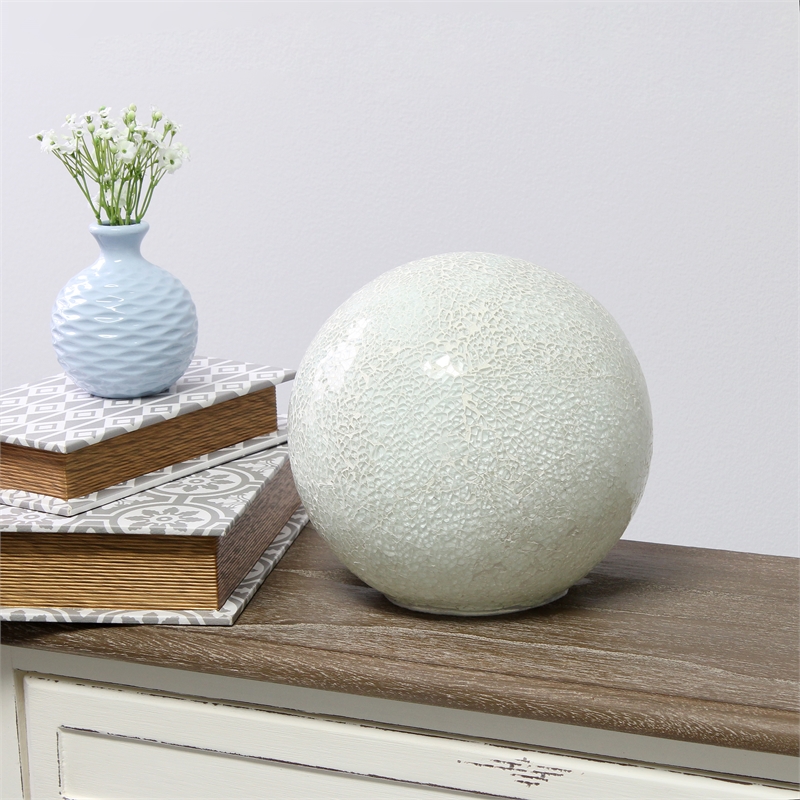 Simple Designs Ceramic 1 Light Mosaic Ball Table Lamp in White
