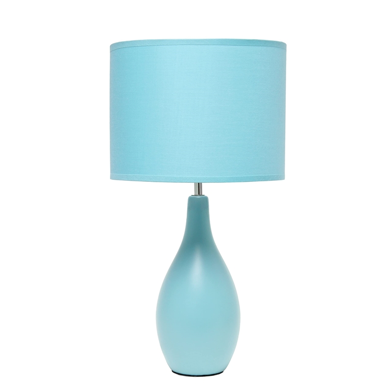 Simple Designs Ceramic Oval Base Table Lamp in Blue