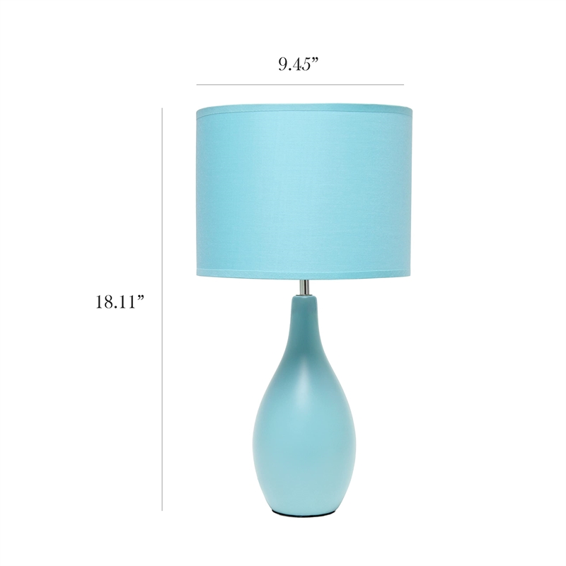 Simple Designs Ceramic Oval Base Table Lamp in Blue