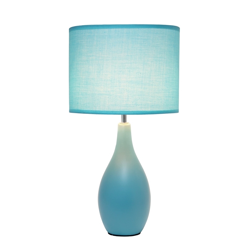 Simple Designs Ceramic Oval Base Table Lamp in Blue