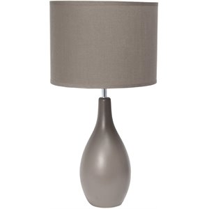 simple designs ceramic oval bowling pin table lamp in gray with gray shade