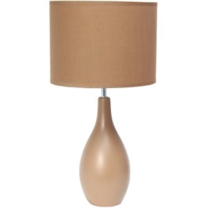 simple designs ceramic oval bowling pin table lamp in brown with brown shade