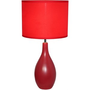 simple designs ceramic oval base table lamp in red with red shade