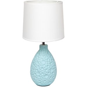 simple designs ceramic texturized oval table lamp in blue