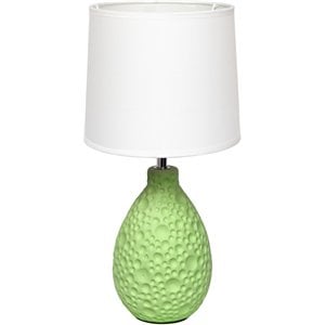 simple designs ceramic texturized oval table lamp in green with white shade