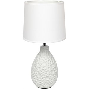 simple designs ceramic texturized oval table lamp in white