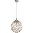 Elegant Designs Glass Natural Rope Buoy Netted Pendant in Clear