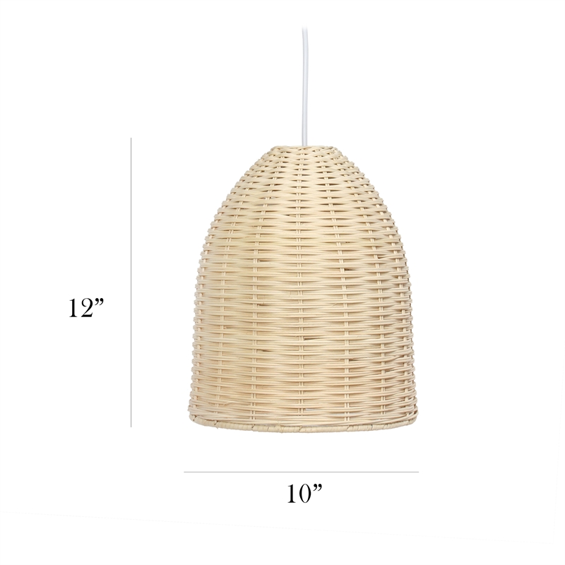 Elegant Designs Rattan Rattan Dome Downlight Pendant in Natural