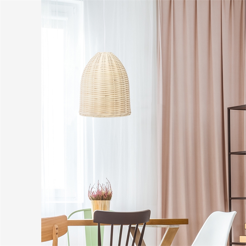 Elegant Designs Rattan Rattan Dome Downlight Pendant in Natural