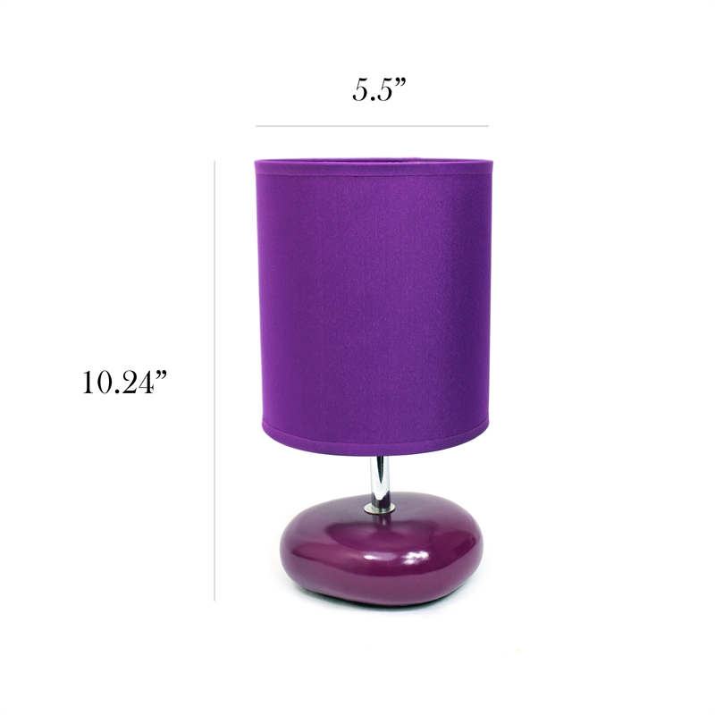 Simple Designs Ceramic Small Stone Table Lamp in Purple with Purple Shade