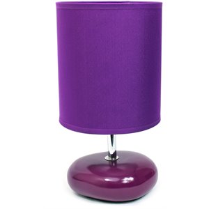 simple designs ceramic small stone table lamp in purple with purple shade
