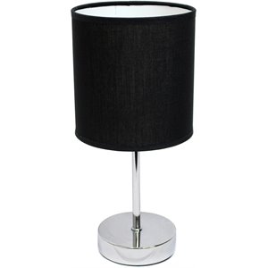 simple designs chrome metal basic table lamp with black shade