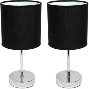 simple designs chrome metal basic table lamp 2 pack with black shade