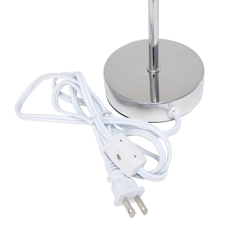 Simple Designs Chrome Metal Basic Table Lamp 2 Pack with Blue Shade