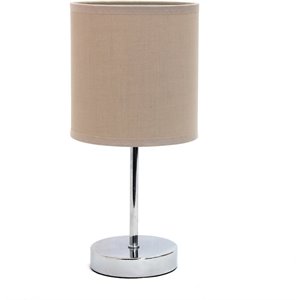 simple designs chrome metal basic table lamp with gray shade