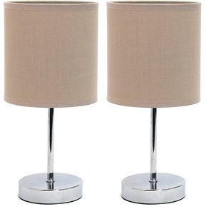 simple designs chrome metal basic table lamp 2 pack with gray shade