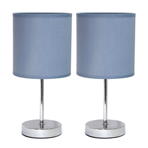 simple designs chrome metal basic table lamp 2 pack with purple shade