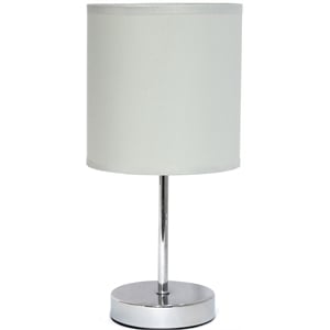 simple designs chrome metal basic table lamp with slate gray shade