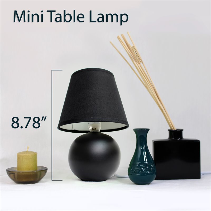 Simple Designs Ceramic Globe Table Lamp in Black
