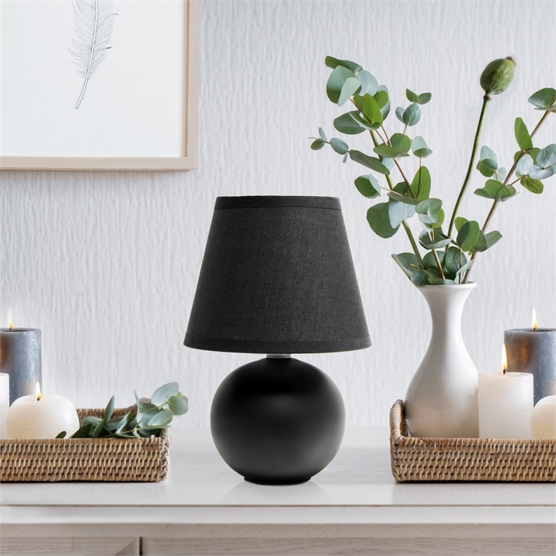 Simple Designs Ceramic Globe Table Lamp in Black