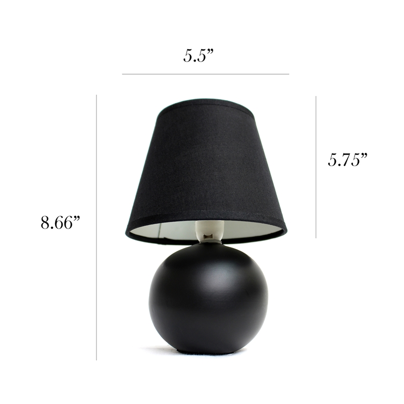 Simple Designs Ceramic Globe Table Lamp in Black
