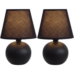 simple designs ceramic globe table lamp 2 pack in black