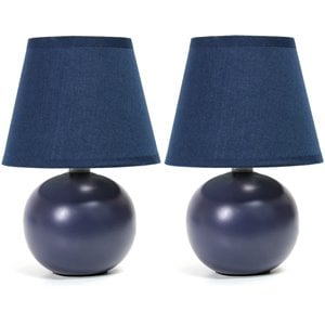simple designs ceramic globe table lamp 2 pack in blue