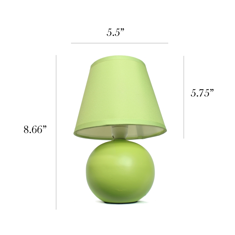 Simple Designs Ceramic Globe Table Lamp 2 Pack in Green with Green Shade