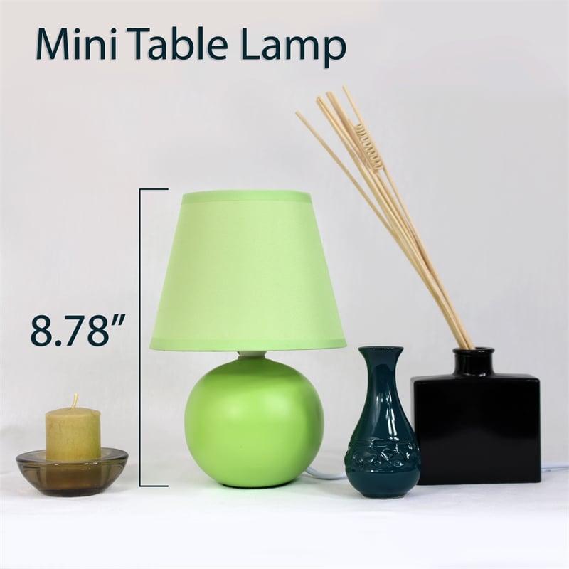 Simple Designs Ceramic Globe Table Lamp 2 Pack in Green with Green Shade