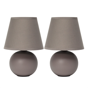 simple designs ceramic globe table lamp 2 pack in gray with gray shade