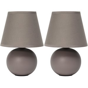 simple designs ceramic globe table lamp 2 pack in gray with gray shade