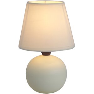 simple designs ceramic globe table lamp in off white with off white shade