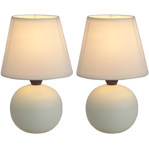 simple designs ceramic globe table lamp 2 pack in off white with off white shade