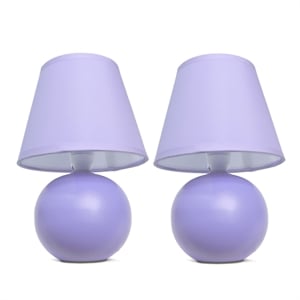 simple designs ceramic globe table lamp 2 pack in purple with purple shade