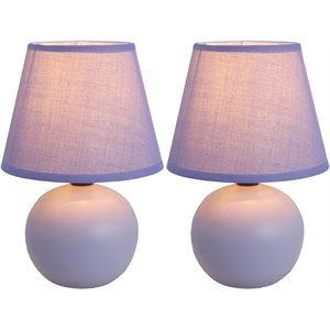 simple designs ceramic globe table lamp 2 pack in purple with purple shade