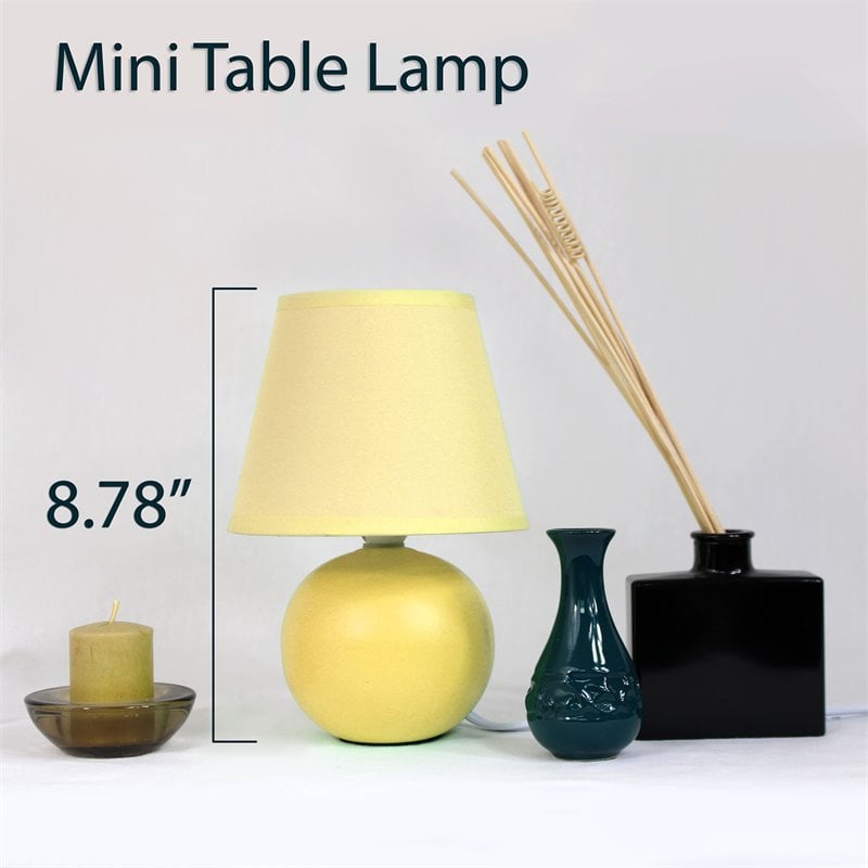 Simple Designs Ceramic Globe Table Lamp 2 Pack in Yellow with Yellow Shade