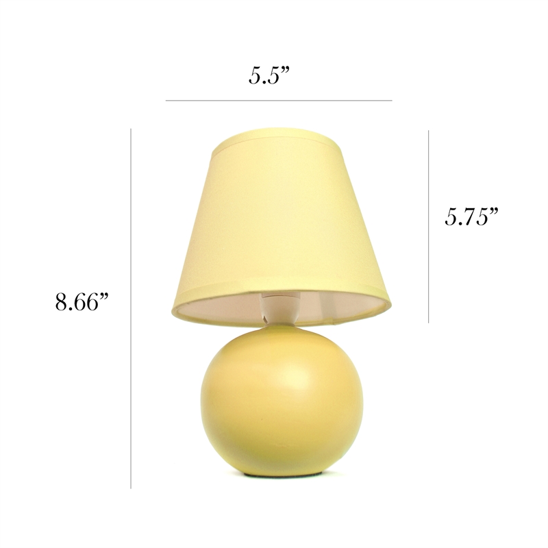 Simple Designs Ceramic Globe Table Lamp 2 Pack in Yellow with Yellow Shade