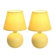 Simple Designs Ceramic Globe Table Lamp 2 Pack in Yellow with Yellow Shade