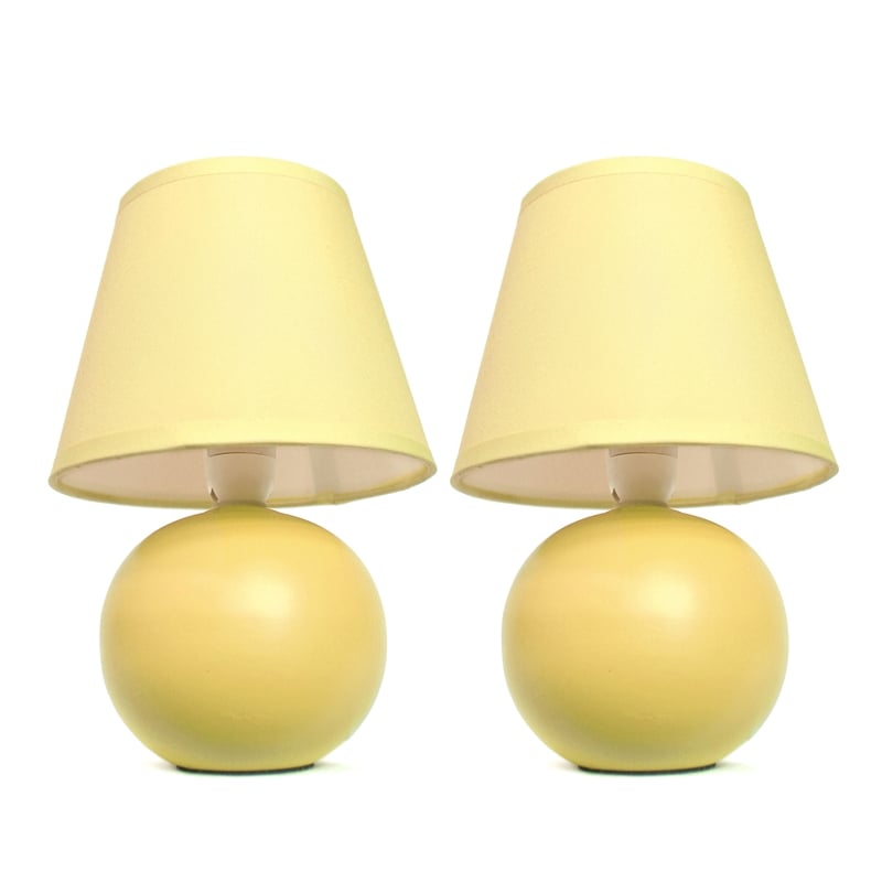 Simple Designs Ceramic Globe Table Lamp 2 Pack in Yellow with Yellow Shade