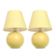 Simple Designs Ceramic Globe Table Lamp 2 Pack in Yellow with Yellow Shade