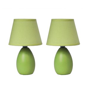 simple designs ceramic globe table lamp 2 pack in green with green shade