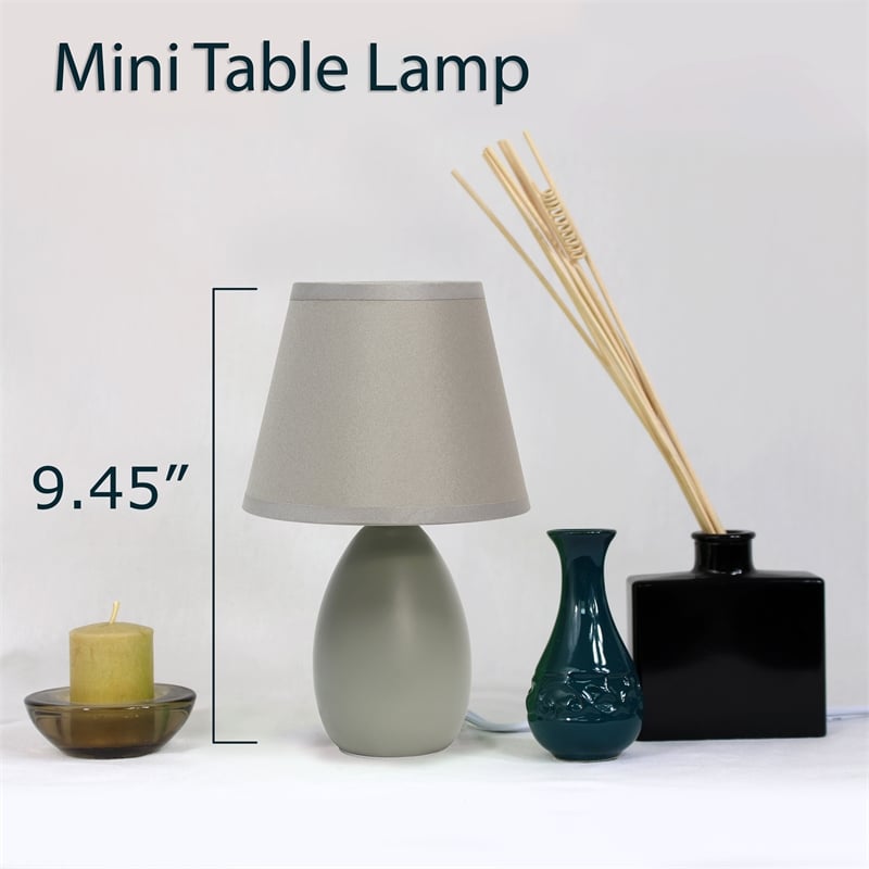 Simple Designs Ceramic Globe Table Lamp in Gray with Gray Shade