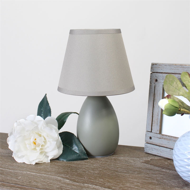 Simple Designs Ceramic Globe Table Lamp in Gray with Gray Shade