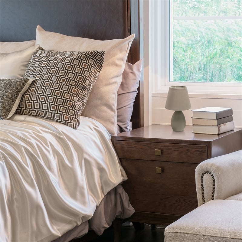 Simple Designs Ceramic Globe Table Lamp in Gray with Gray Shade