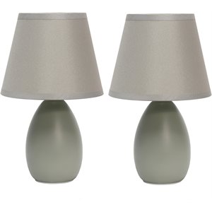 simple designs ceramic globe table lamp 2 pack in gray with gray shade